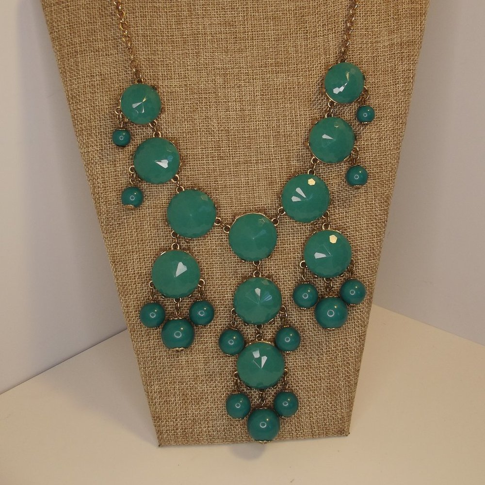 Statement Bib Necklace Aqua